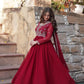 Faux Blooming Embroidered Party Wear Gown with Dupatta – Maroon & Purple