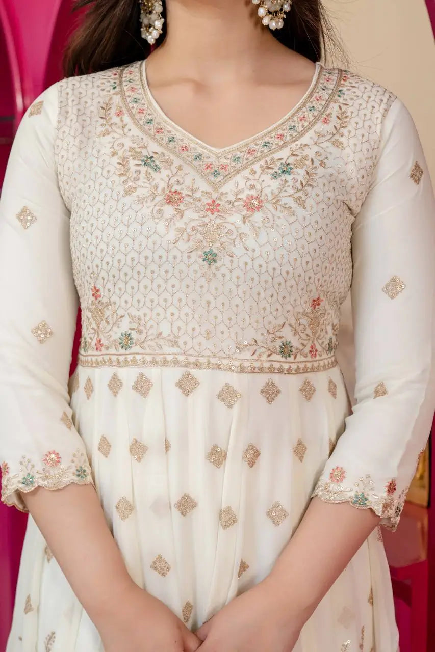 Faux Blooming Zari Anarkali with Dupatta Set