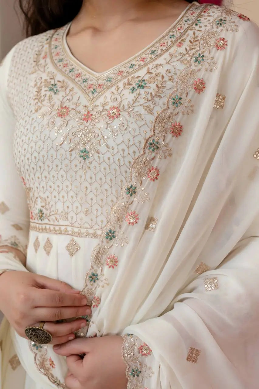 Faux Blooming Zari Anarkali with Dupatta Set