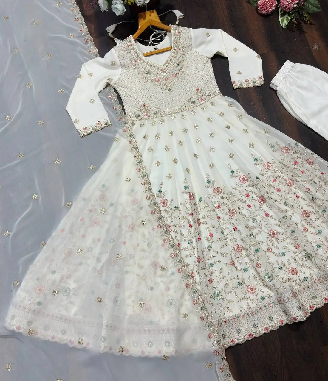 Faux Blooming Zari Anarkali with Dupatta Set