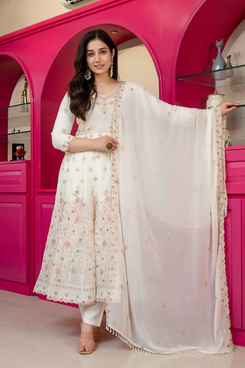 Faux Blooming Zari Anarkali with Dupatta Set