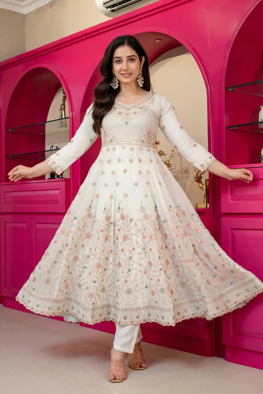 Faux Blooming Zari Anarkali with Dupatta Set
