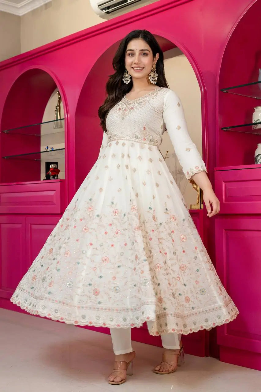 Faux Blooming Zari Anarkali with Dupatta Set
