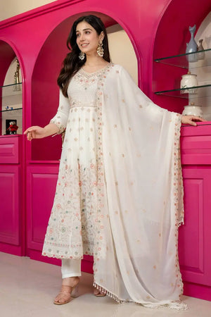 Faux Blooming Zari Anarkali with Dupatta Set