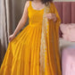 Faux Georgette Anarkali with Lace Work and Dupatta