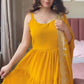 Faux Georgette Anarkali with Lace Work and Dupatta