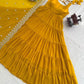Faux Georgette Anarkali with Lace Work and Dupatta