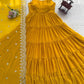 Faux Georgette Anarkali with Lace Work and Dupatta