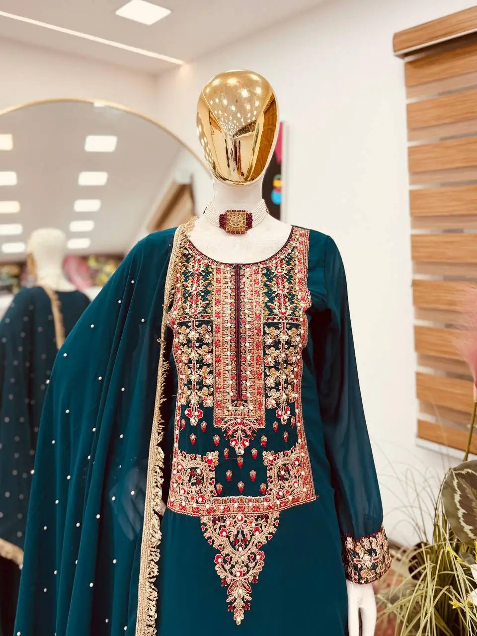Faux Georgette Cording Embroidery Sharara Set