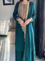 Faux Georgette Cording Embroidery Sharara Set