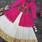 Faux Georgette Designer Codi and Thread Work Top with Butter Silk Lehenga Set