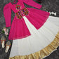 Faux Georgette Designer Codi and Thread Work Top with Butter Silk Lehenga Set