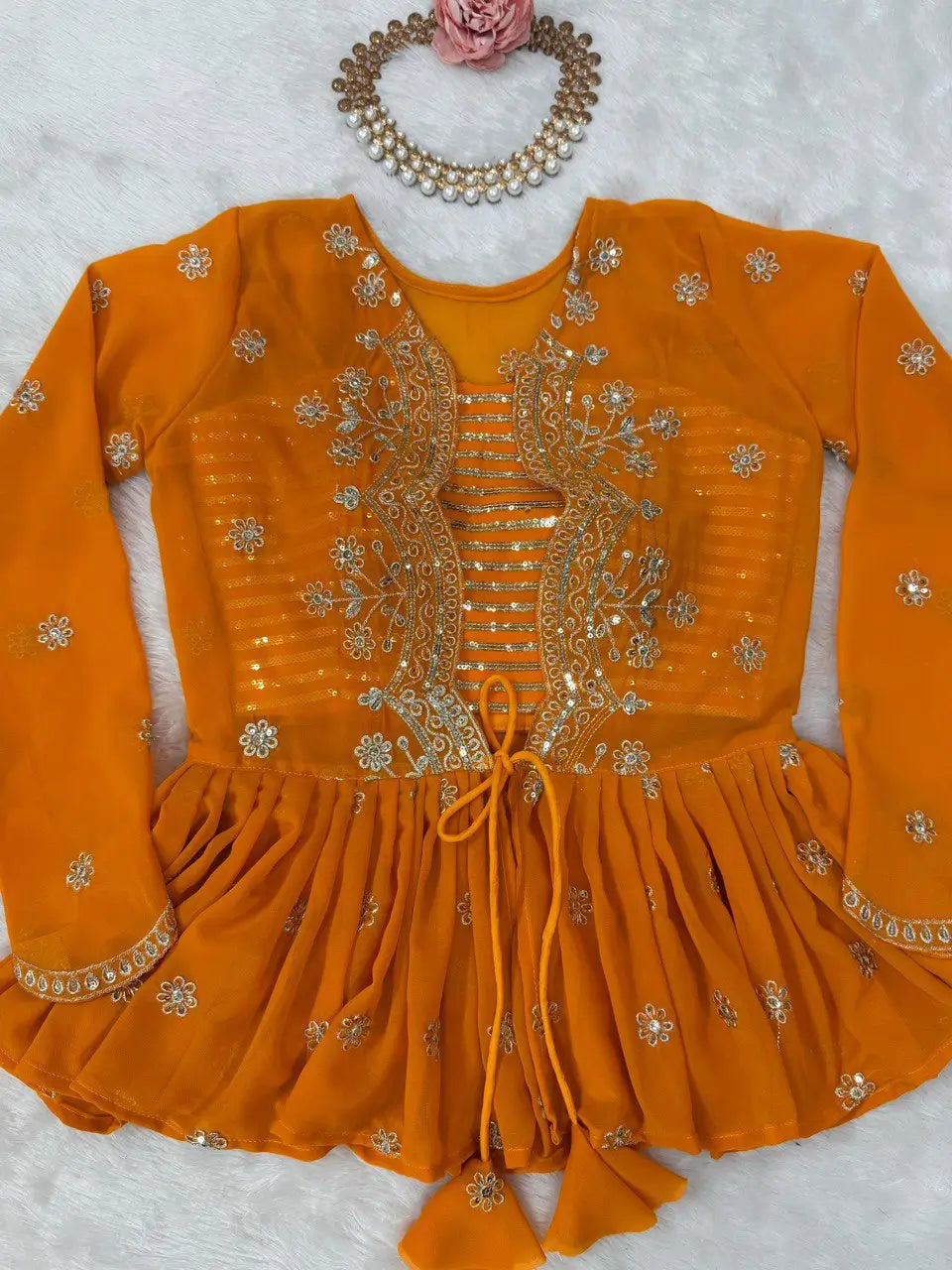 Faux Georgette Digital Print Embroidered Lehenga Choli Set