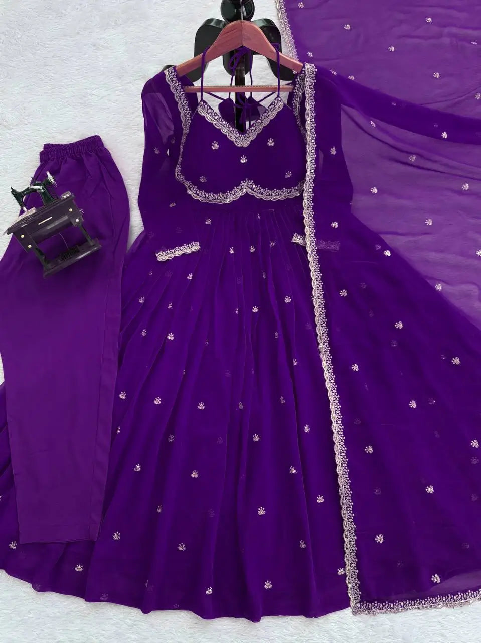 Faux Georgette Embroidered Anarkali Set with Dupatta