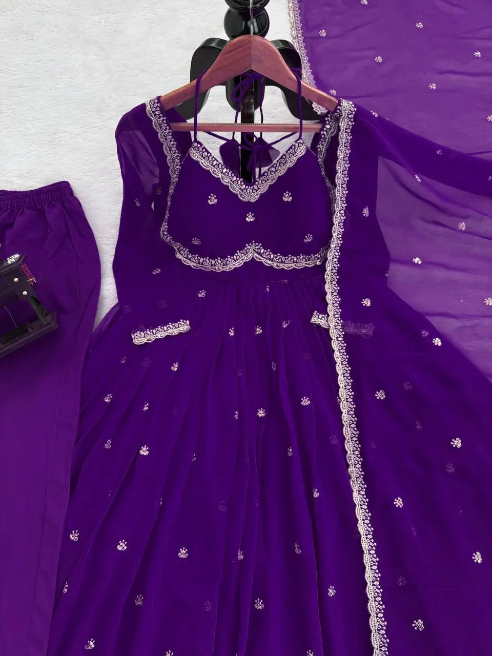 Faux Georgette Embroidered Anarkali Set with Dupatta