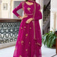 Faux Georgette Embroidered Gown Set with Pant & Dupatta