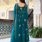 Faux Georgette Embroidered Gown Set with Pant & Dupatta