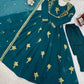 Faux Georgette Embroidered Gown Set with Pant & Dupatta