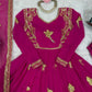 Faux Georgette Embroidered Gown Set with Pant & Dupatta