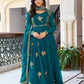 Faux Georgette Embroidered Gown Set with Pant & Dupatta