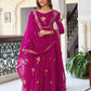 Faux Georgette Embroidered Gown Set with Pant & Dupatta