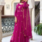 Faux Georgette Embroidered Gown Set with Pant & Dupatta