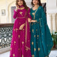 Faux Georgette Embroidered Gown Set with Pant & Dupatta