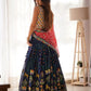 Faux Georgette Embroidered Lehenga Set with Blouse & Dupatta