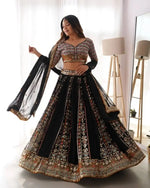 Faux Georgette Embroidered Lehenga Set with Blouse & Dupatta