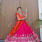 Faux Georgette Embroidered Lehenga Set with Dual Dupatta