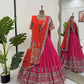 Faux Georgette Embroidered Lehenga Set with Dual Dupatta