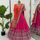 Faux Georgette Embroidered Lehenga Set with Dual Dupatta