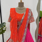 Faux Georgette Embroidered Lehenga Set with Dual Dupatta
