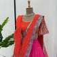 Faux Georgette Embroidered Lehenga Set with Dual Dupatta