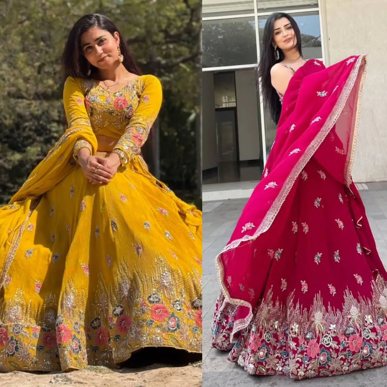 Faux Georgette Embroidered Lehenga Set with Dupatta