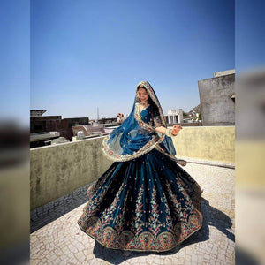 Faux Georgette Embroidered Lehenga Set with Dupatta