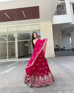 Faux Georgette Embroidered Lehenga Set with Dupatta