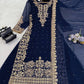 Faux Georgette Embroidered Plazo Suit with Dupatta