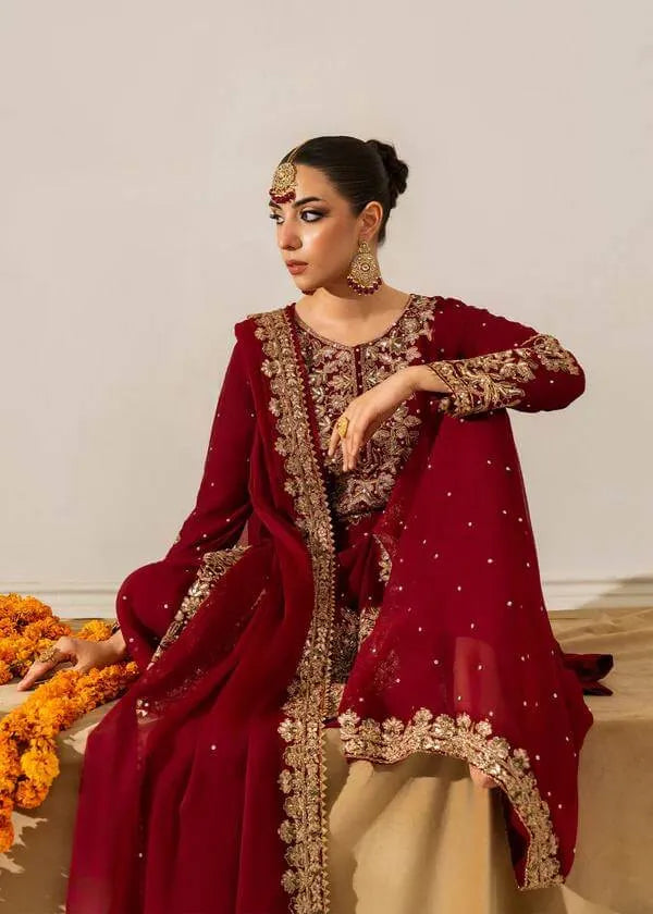 Faux Georgette Embroidered Plazo Suit with Dupatta