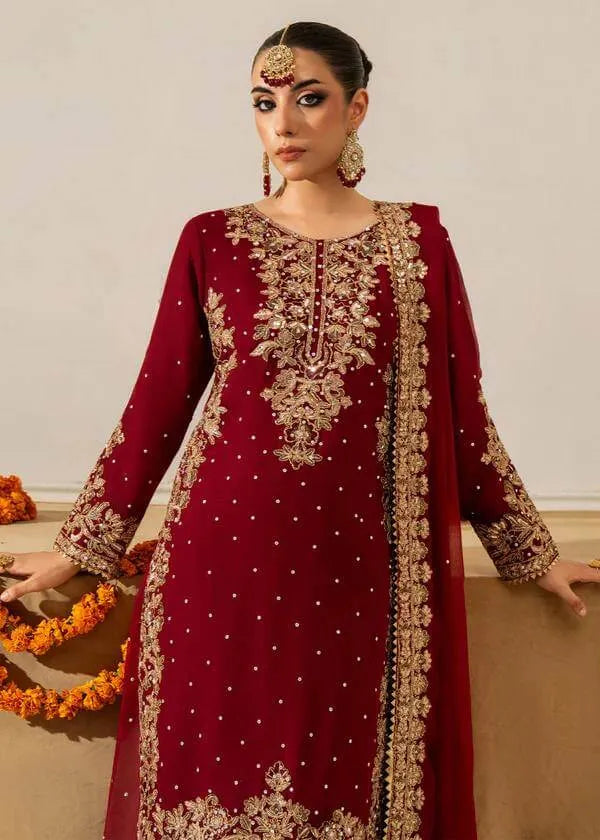 Faux Georgette Embroidered Plazo Suit with Dupatta