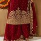 Faux Georgette Embroidered Plazo Suit with Dupatta