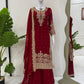 Faux Georgette Embroidered Plazo Suit with Dupatta