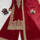 Faux Georgette Embroidered Plazo Suit with Dupatta