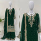 Faux Georgette Embroidered Plazo Suit with Dupatta