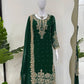 Faux Georgette Embroidered Plazo Suit with Dupatta