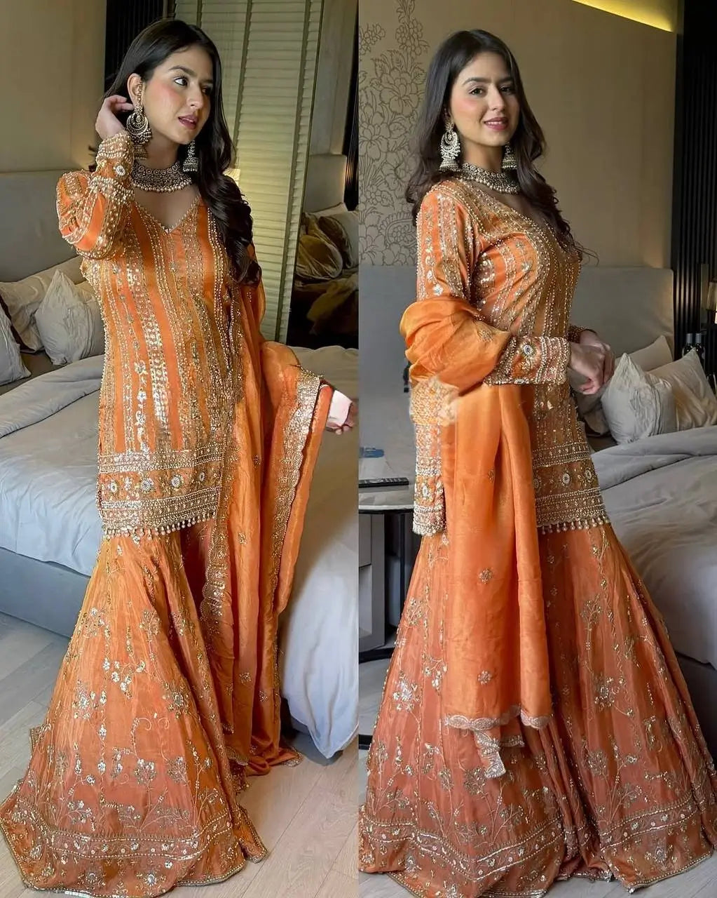 Faux Georgette Embroidered Sharara Set with Dupatta