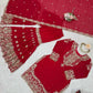 Faux Georgette Embroidered Sharara Suit with Dupatta