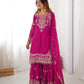 Faux Georgette Embroidered Sharara Suit with Dupatta