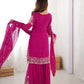Faux Georgette Embroidered Sharara Suit with Dupatta