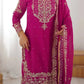 Faux Georgette Embroidered Sharara Suit with Dupatta